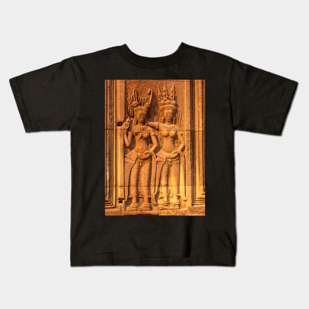Apsara carvings Kids T-Shirt by dags